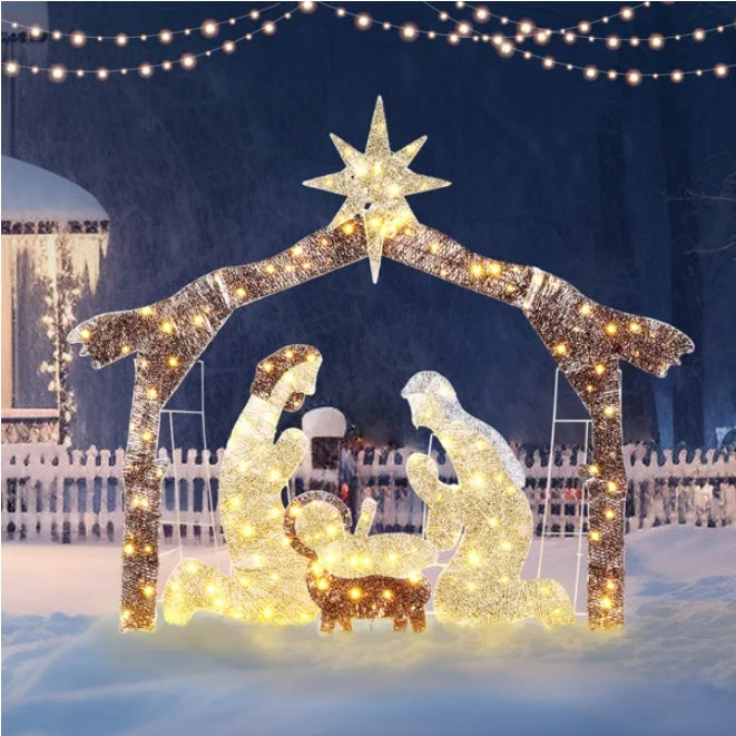 6ft 190LED Lights Nativity Scene Garden Jesus Decoration