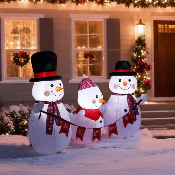 6.2FT LED Inflatable Snowman Family with Bunting
