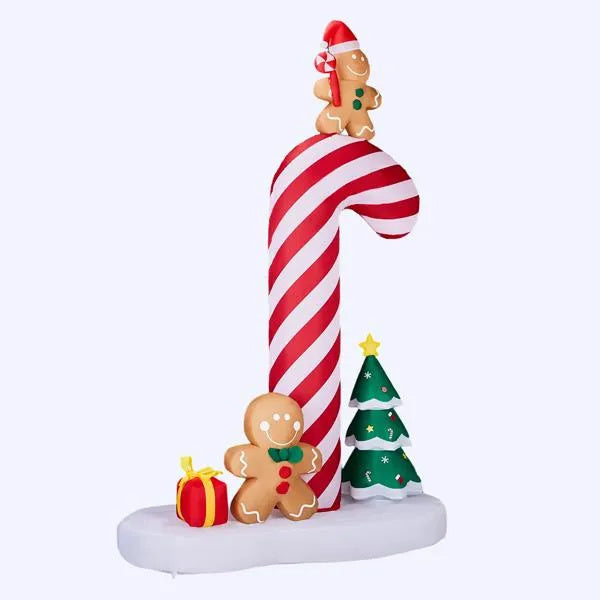 8.2FT Inflatable Giant Candy Cane with Gingerbread Men