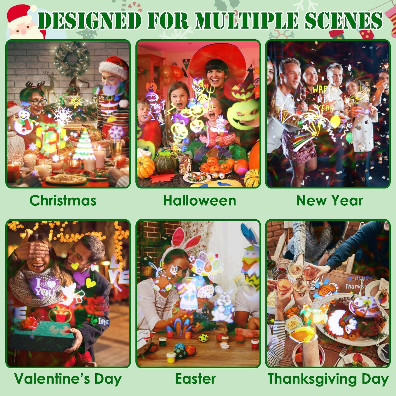 2 In 1 Holiday Projector with remote control