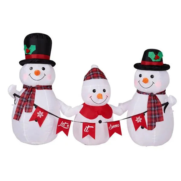 6.2FT LED Inflatable Snowman Family with Bunting