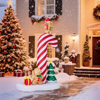 8.2FT Inflatable Giant Candy Cane with Gingerbread Men