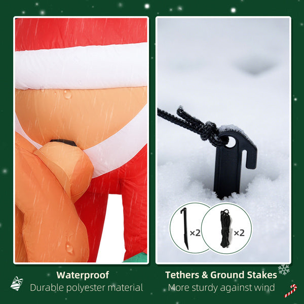 8ft Funny Dog Biting Santa Yard Inflatable