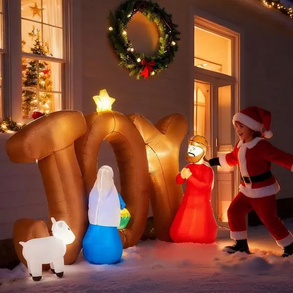 7.5FT LED Inflatable nativity scene with JOY