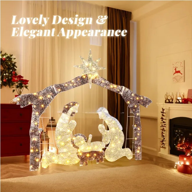 6ft 190LED Lights Nativity Scene Garden Jesus Decoration