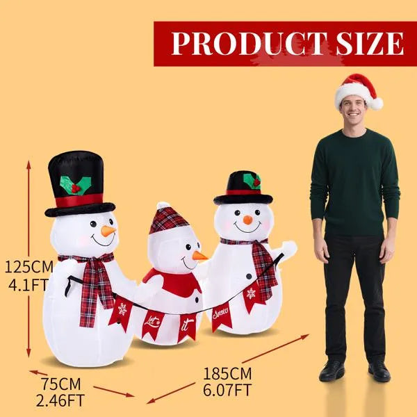 6.2FT LED Inflatable Snowman Family with Bunting