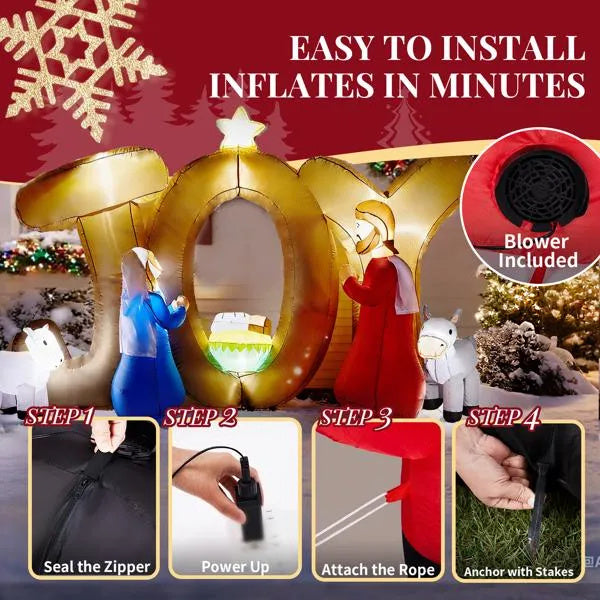 7.5FT LED Inflatable nativity scene with JOY