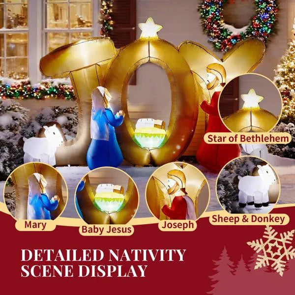 7.5FT LED Inflatable nativity scene with JOY
