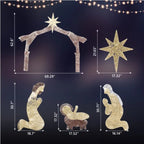 6ft 190LED Lights Nativity Scene Garden Jesus Decoration
