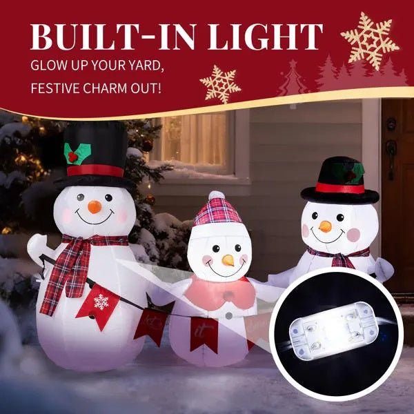 6.2FT LED Inflatable Snowman Family with Bunting