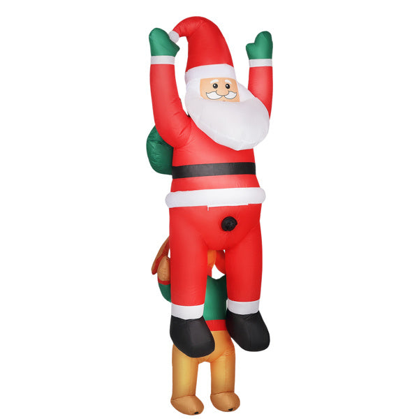 8ft Funny Dog Biting Santa Yard Inflatable