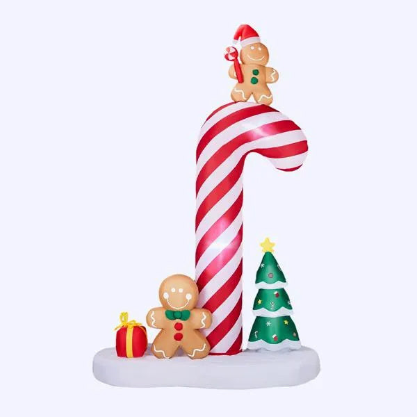 8.2FT Inflatable Giant Candy Cane with Gingerbread Men