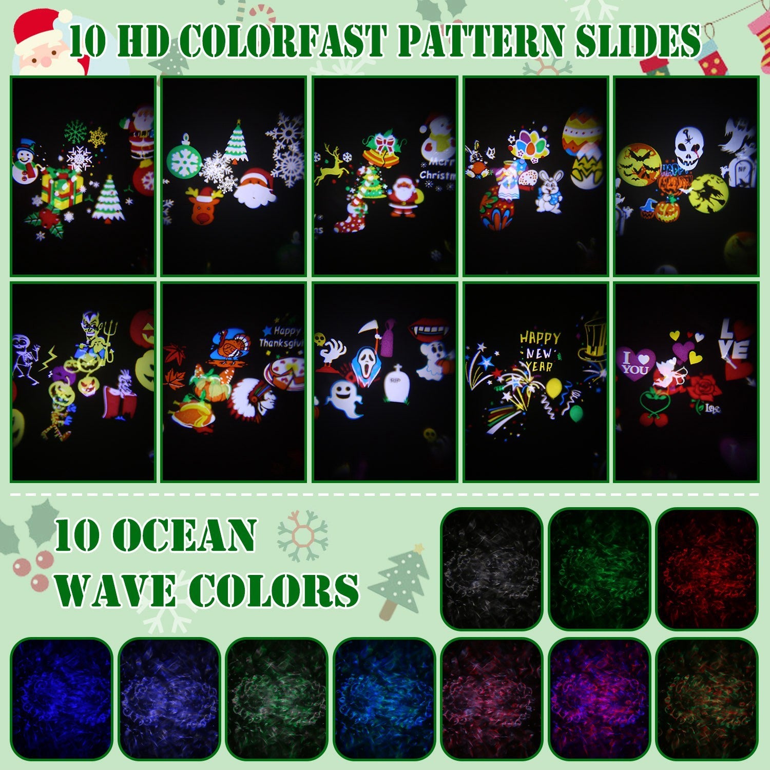 2 In 1 Holiday Projector with remote control