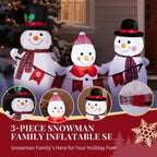 6.2FT LED Inflatable Snowman Family with Bunting